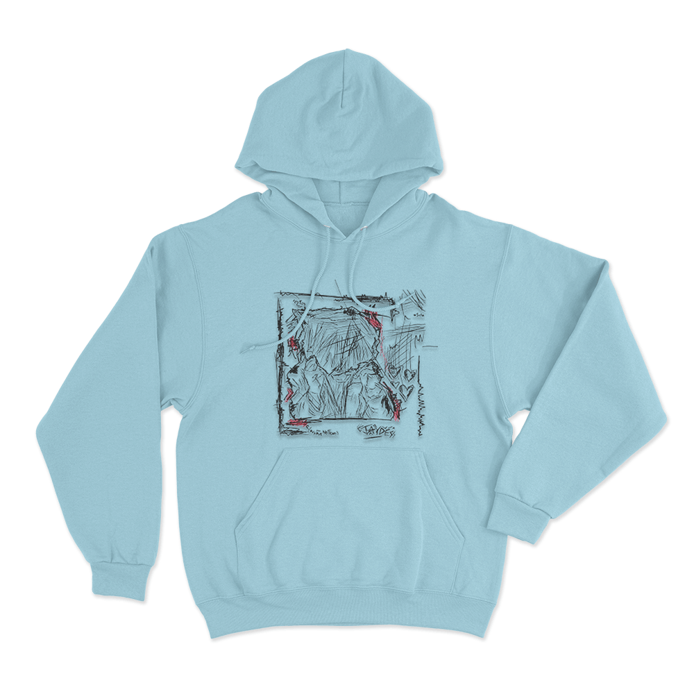 Jaydes Heartpacing Sketch Unisex Hoodie Sky Blue Jaydes Heartpacing Sketch Unisex Hoodie Sky Blue