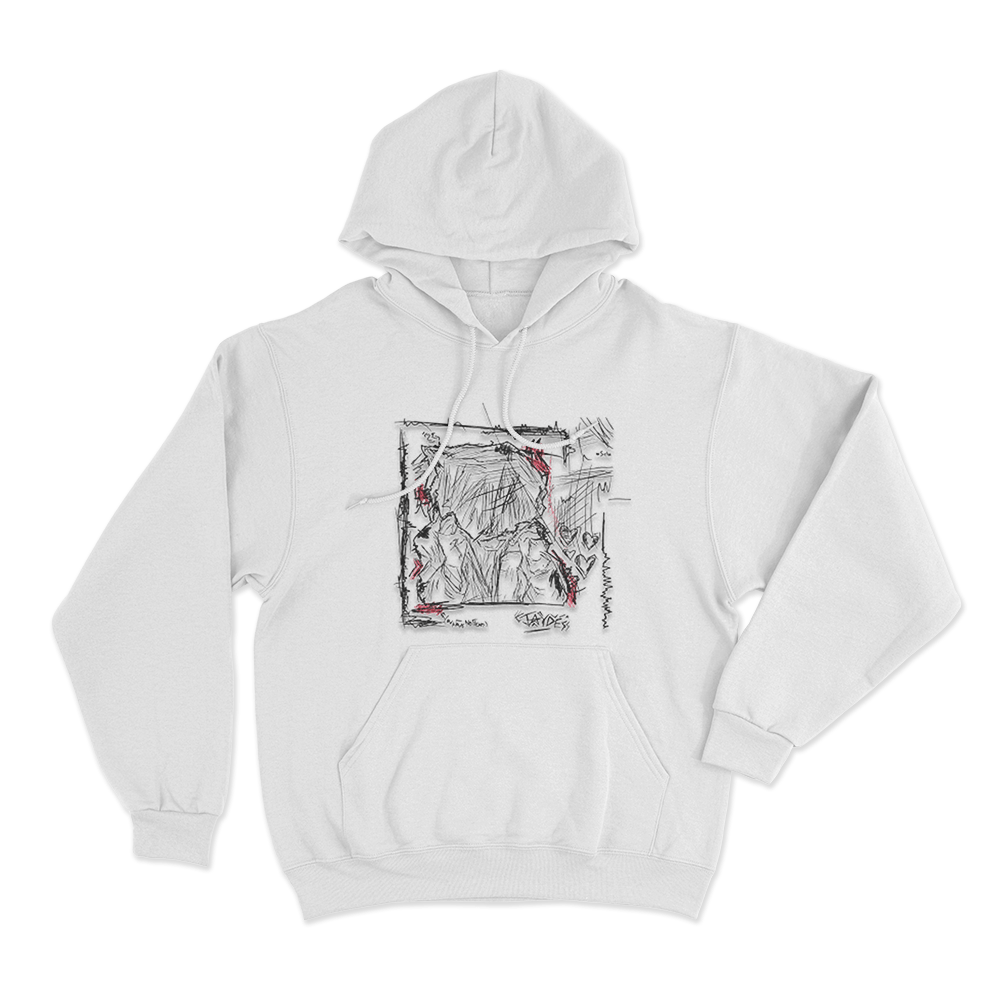 Jaydes Heartpacing Sketch Unisex Hoodie White Jaydes Heartpacing Sketch Unisex Hoodie White