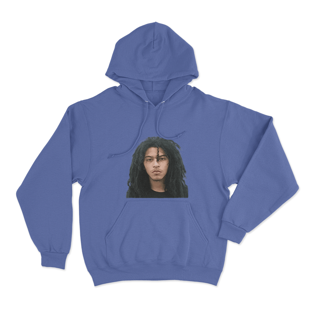 Jaydes Mugshot Portrait Unisex Hoodie Blue Jaydes Mugshot Portrait Unisex Hoodie Blue