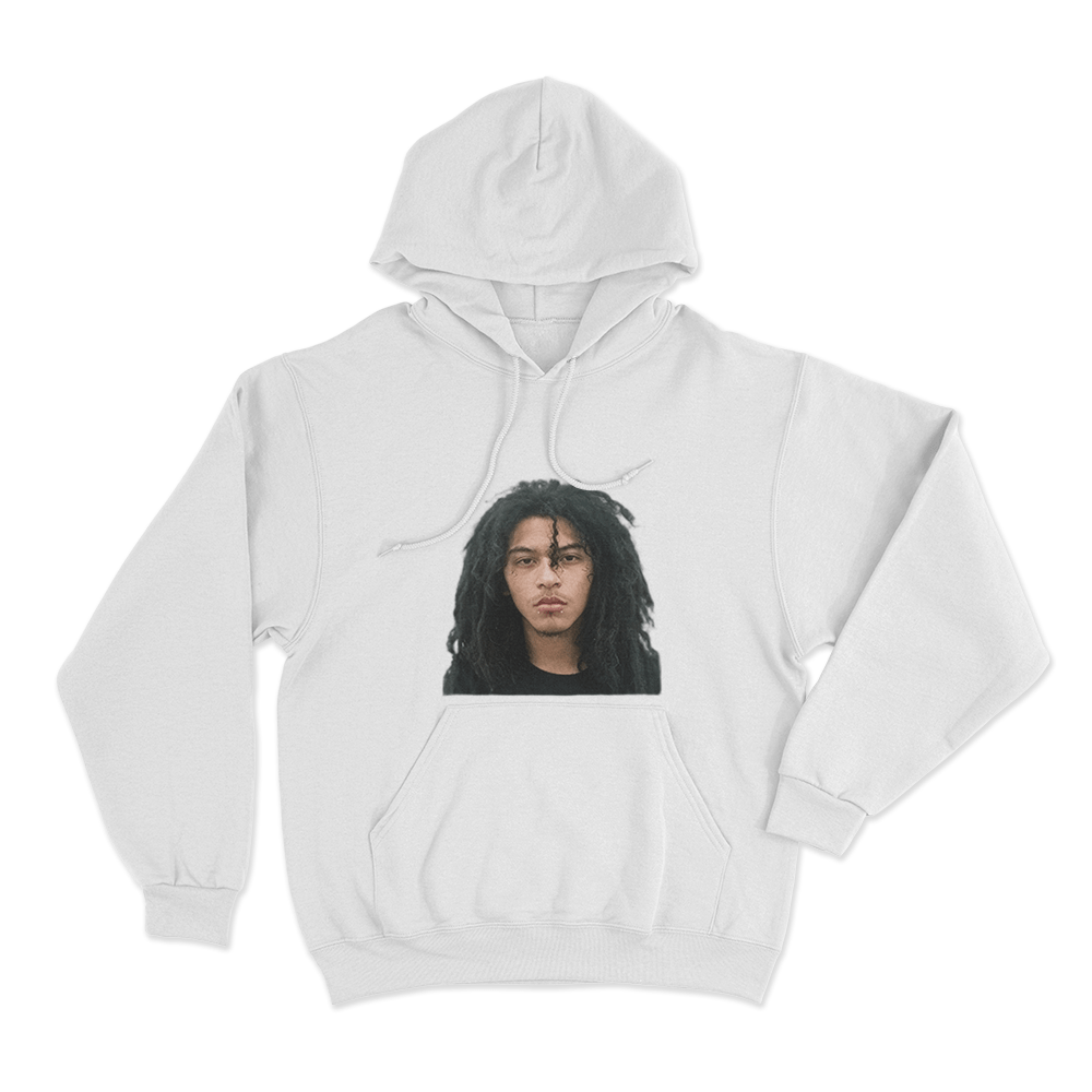 Jaydes Mugshot Portrait Unisex Hoodie White Jaydes Mugshot Portrait Unisex Hoodie White