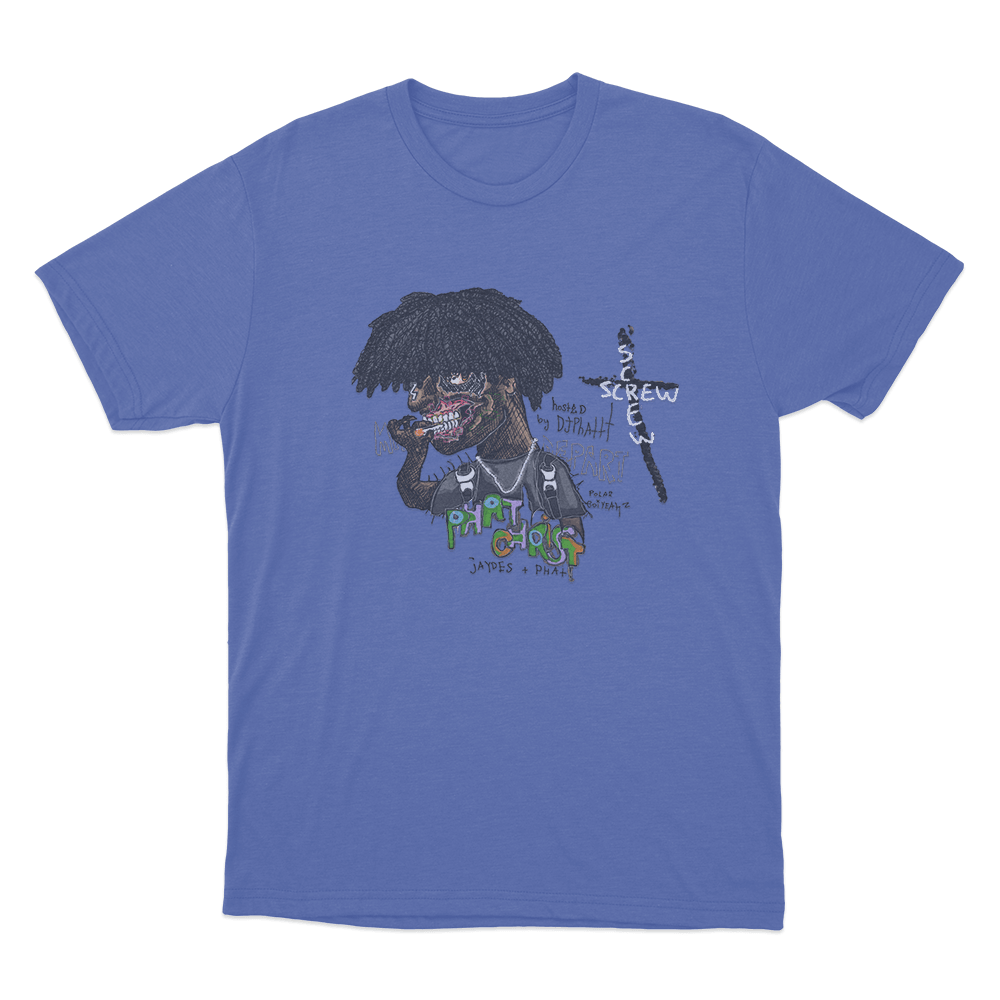 Jaydes Phat Christ Cover Unisex T Shirt Blue Jaydes Phat Christ Cover Unisex T Shirt Blue