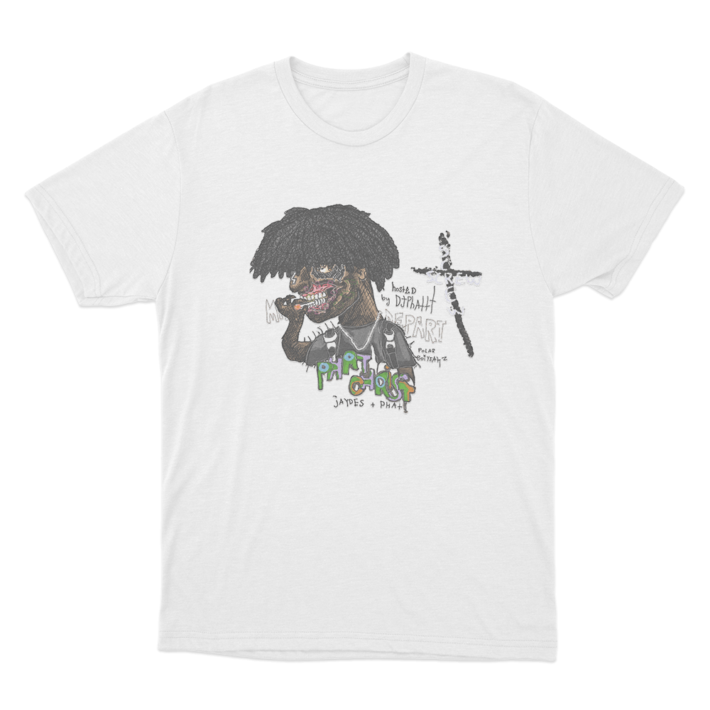 Jaydes Phat Christ Cover Unisex T Shirt White Jaydes Phat Christ Cover Unisex T Shirt White